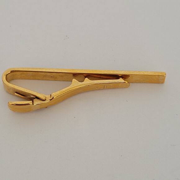 Dunhill Vintage Two Tone Tie Clasp Clip Bar Silver Gold Retro Logo Minimalistic - Picture 3 of 6